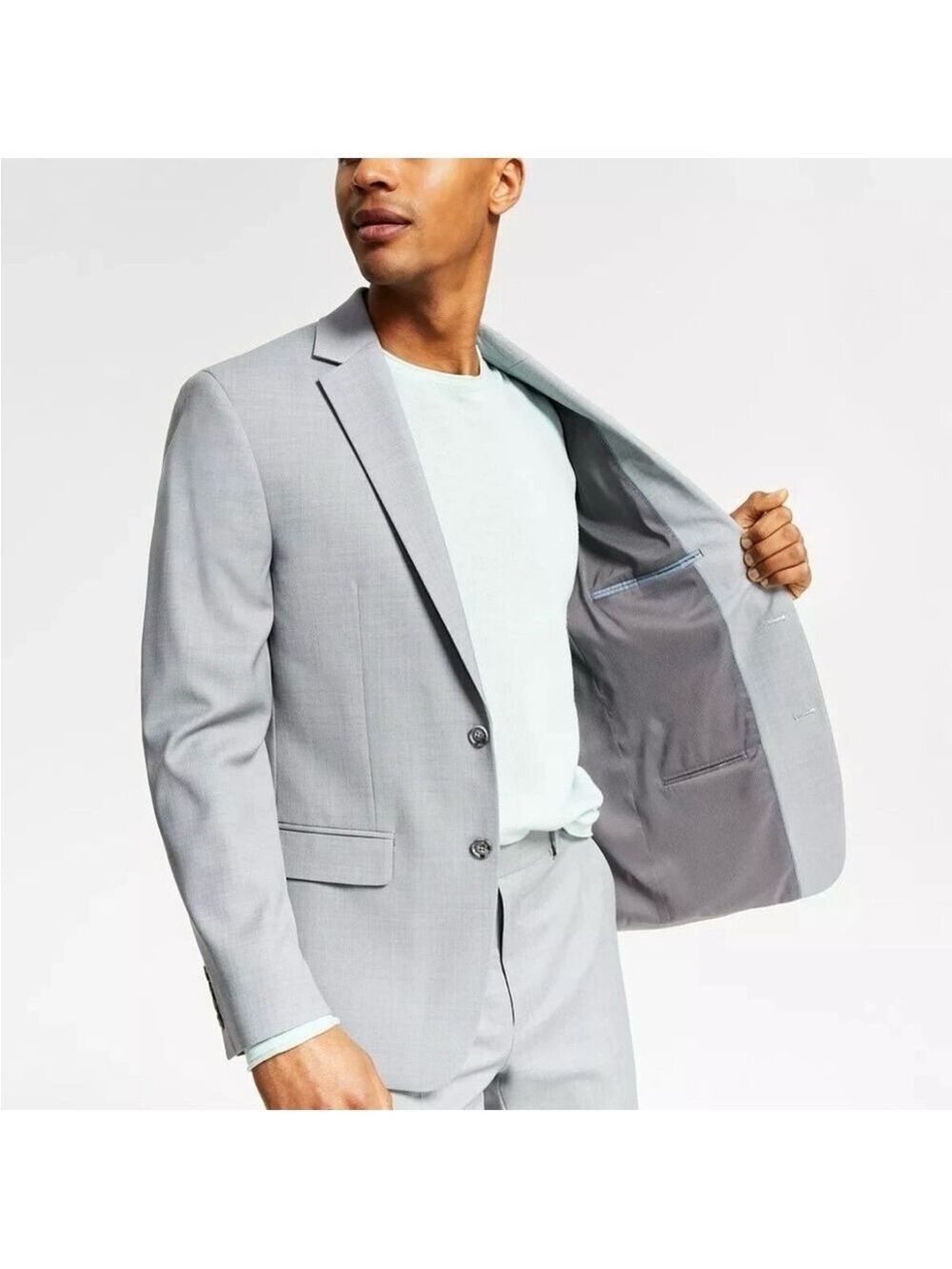 Bar III Men’s Grey Wool Skinny Fit Blazer Sports Coat Suit Jacket 44 Long